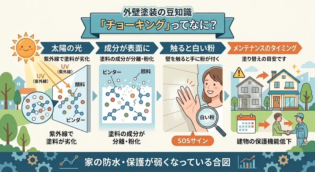 「外壁を触ると手が白くなる(チョーキング)」の正体